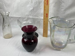 lot 9792 image: Lot of Nice Glass Vases, Pitchers and Milk Bottle