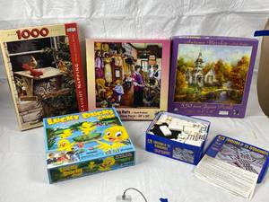 lot 9803 image: Lot of Puzzles, Domino Set and Lucky Ducks Game