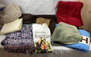 lot 9819 image: Lot of Textiles, Blankets, Rugs and a fun T-Shirt