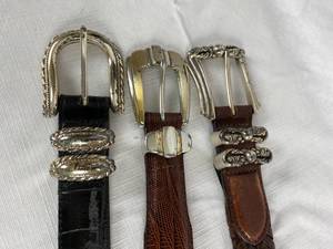 lot 9852 image: Lot of 3 Designer Belts - size 38 - Brighton, ONYM by Brighton - Fashionable and Expensive