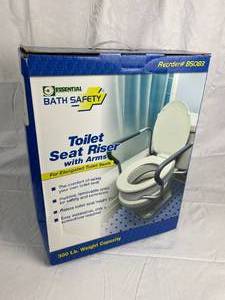 lot 9864 image: Toilet Seat Riser with Arms - In original Box - Very Clean