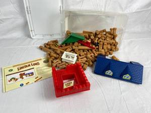 lot 9874 image: Fun Lincoln Log Set w Instructions and Storage box - Hours of fun