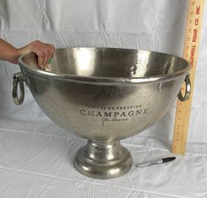 lot 9896 image: French Champagne Ice Bucket Cuvee De Prestige Du Louvois Cast Aluminum - This thing is HUGE See pics
