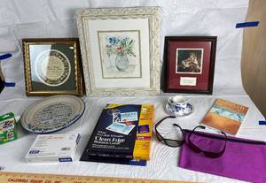 lot 9898 image: Louisville Stoneware Love Plate, Framed Prints, Sunglasses, Zipper Bag, Photo Paper and More