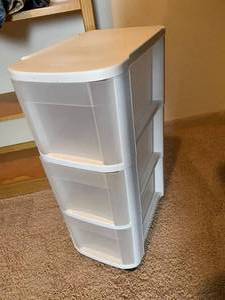 lot 9920 image: Rolling Storage Unit with 3 Drawers - Handy to have