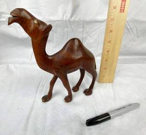lot 9654 image: Awesome Whimsical Wooden Camel Figurine - Hes COOL
