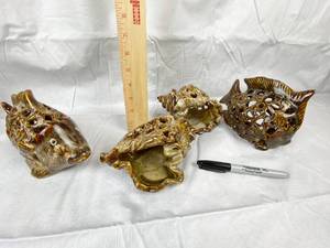 lot 9656 image: Awesome Set of Votive Candle Holders (Never Used) Two Fish and Two Seashells - These are beautiful