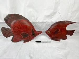 lot 9660 image: Pair of Wooden Fish - Theyre pretty big