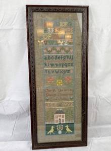 lot 9666 image: Gorgeous Handmade Framed Cross Stitch Piece - Sampler Style
