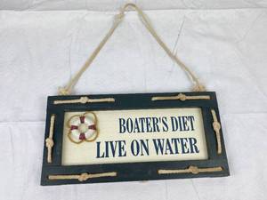 lot 9670 image: Boating Wall Hanging - Nautical Theme - Rope Accents one foot wide