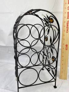 lot 9677 image: Table Top Wine Metal Iron Wine Rack - 17 tall - holds 6 bottles of wine