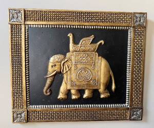 lot 9686 image: Unique 3D Relief Elephant Wall Hanging - approx 22 x 18