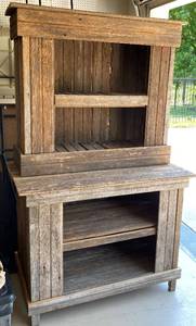 lot 9704 image: Rustic Reclaimed Wood - Local Artist Made Cabinet - one-of-a-kind Comes apart for Transport or use as two pieces of furniture - BEAUTIFUL