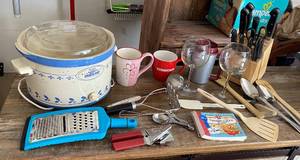 lot 9724 image: Kitchen Starter Kit - Rival Crockpot, Grater, Can opener, Knife Set and More
