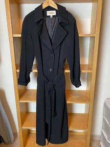 lot 9937 image: Classic Black Ladies Trench Coat from Talbots size 12 - Excellent Condition