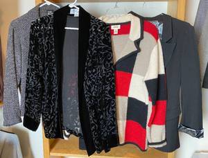lot 9959 image: Lot of Four Ladies Fashion Jackets - Talbots Wool Sweater and other Boutique Brands All Nice