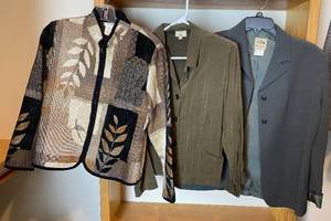 lot 9965 image: Lot of Ladies Fashion Pieces - Coldwater Creek Jacket, Sturgeon Jacket and Classy Shirt - all size SmallPetite