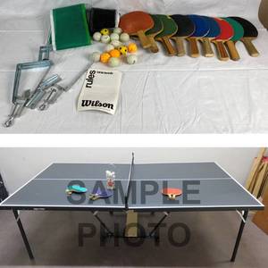 lot 9744 image: &nbspPing Pong Table - Harvard Quick Play - Folds for Storage w Nets, Paddles and Balls