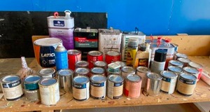 lot 3241 image: Big Chemical Lot with Lots of Reusable Paint Cans