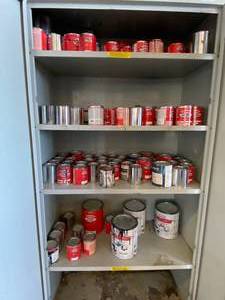 lot 3246 image: Huge Lot of Paint  Cans - Used in Body Shop