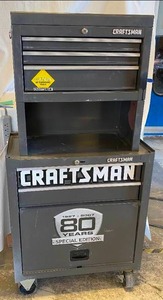 lot 3327 image: Craftsman Rolling Tool Chest - Top and Bottom Boxes - With Contents