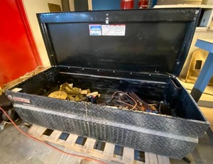 lot 3358 image: Large Weather Guard Tool Box w Contents - Lid needs Repair