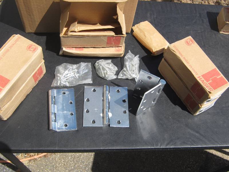 lot 7052 image: 6 ct. lot Hager door hinges 4-12 x 4-12 - 3 hinges and screws per box. (18 Hinges total)