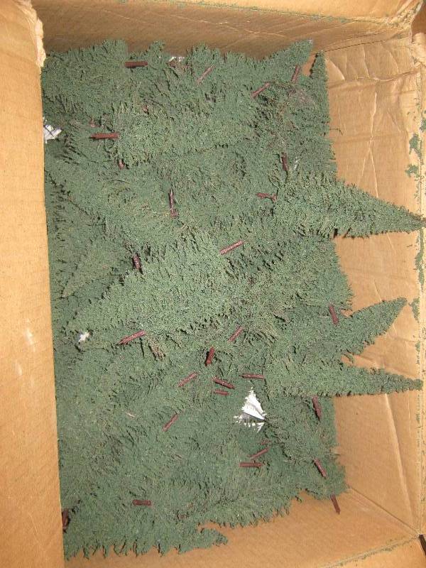 lot 7072 image: 1 case of HO scale evergreen trees for model railroad set up approx 100 trees, trees are 7 tall