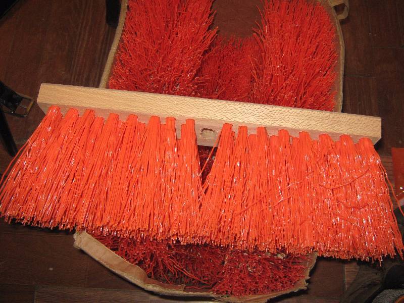lot 7075 image: asphalt broom heads 16 x 3-12 with 5 long bristles, orange