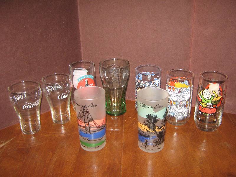 lot 7091 image: 9 ct. lot of collectible glasses travel, cartoons, coke