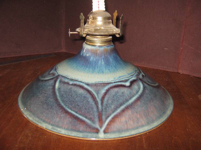 lot 7119 image: Oil Lamp Base, Blue Ceramic 10-12 diameter