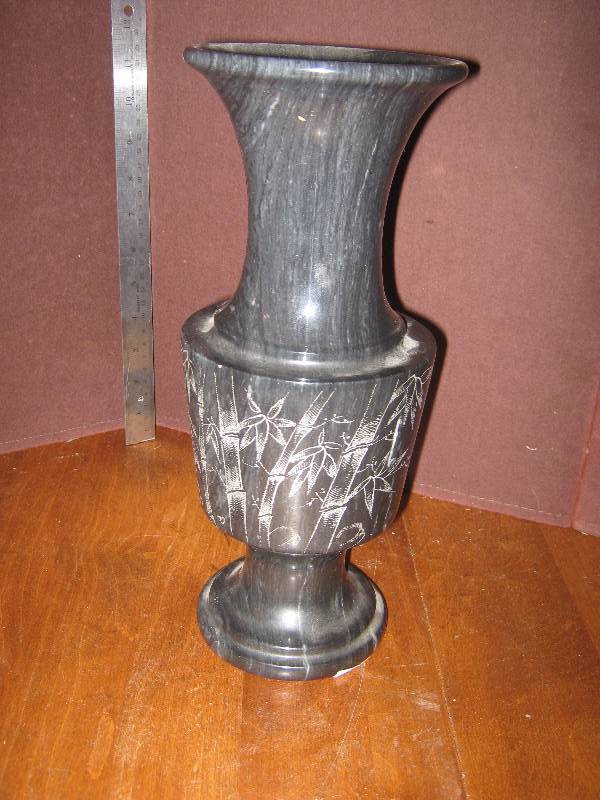 lot 7124 image: Vintage hand etched stone vase