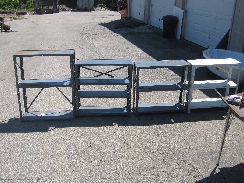 lot 7136 image: 4 ct. lot metal shelves, (3) gray and (1) white