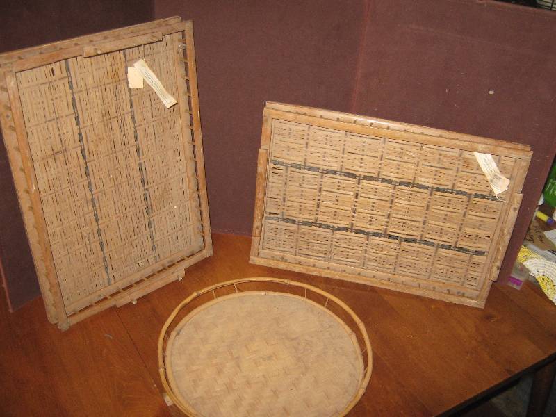 lot 7151 image: 3 ct. lot wooden trays