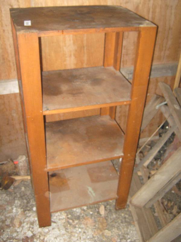 lot 7230 image: 4 Tier Wooden Shelf 23 x 16 x 49 tall, to repaint or repurpose