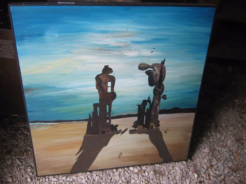 lot 7232 image: Original Artwork on Canvas, unknown artist signed M Schambo , 35 x 36