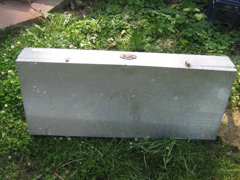 lot 7266 image: Galvanized Metal Box with metal handles and latches, 42 x 18 5 deep
