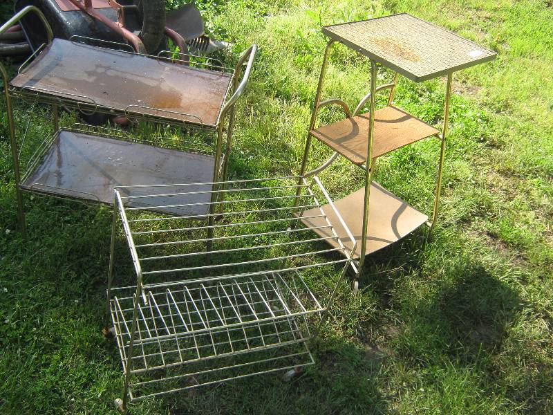lot 7268 image: 3 ct. lot wire tea carts with working wheels