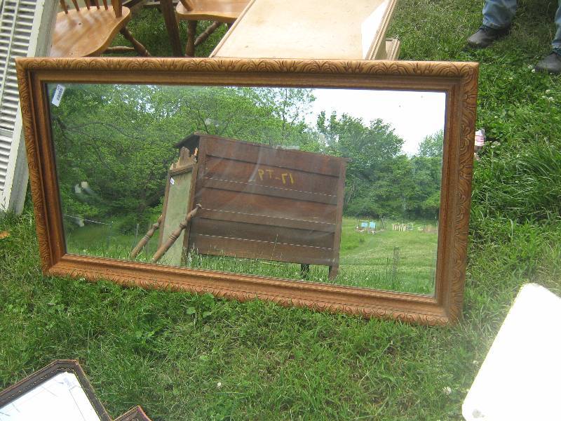lot 7273 image: Large Mirror with Ornate Wooden Frame, 54 x 29 including frame