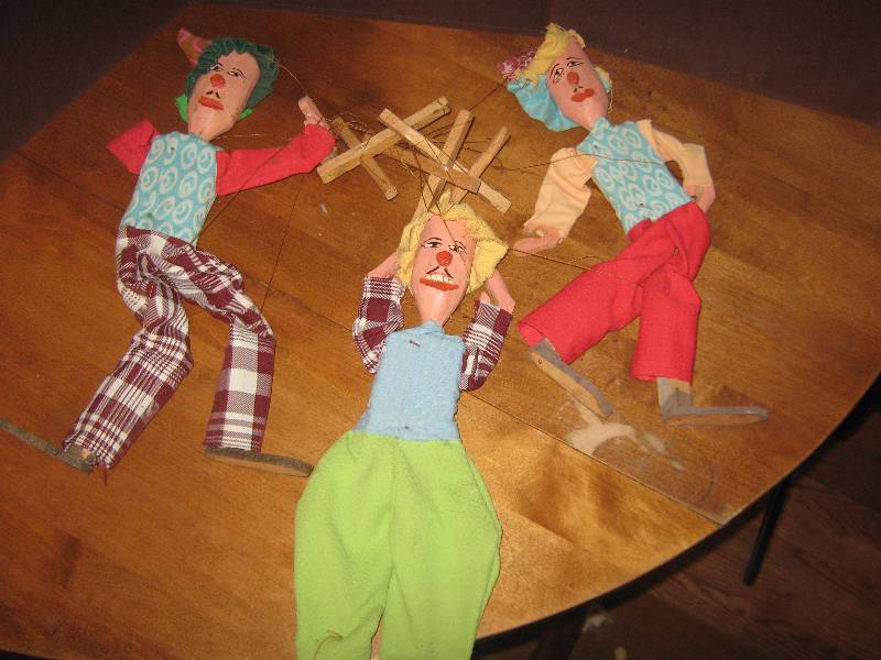 lot 7296 image: 3 ct. lot Wooden Marionettes