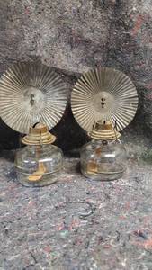 lot 1681 image: Pair Of Lamps With Metal Reflectors