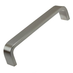 lot 1687 image: GlideRite 5 in. Center Solid Steel Rounded Corner Flat Bar Pull Cabinet Hardware Handle, Satin Nickel