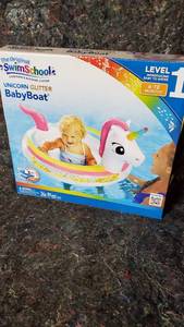 lot 1789 image: Unicorn Glitter 36 Inflatable Baby Boat Pool Float Swim School Baby Float