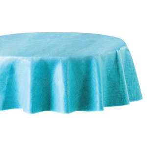 lot 1804 image: Mainstays Linen Print Vinyl Tablecloth, Teal, 70 Round