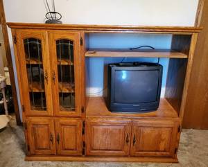 lot 3710 image: Entertainment center wt.v. 50 12 H X 60 W X 21 D