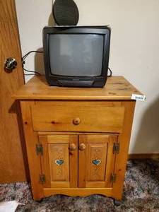 lot 3737 image: Wooden cabinet on wheels wt.v. 32 H X 26 W X 18