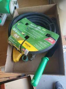 lot 3880 image: 25ft soakerpro hose and handheld seed spreader