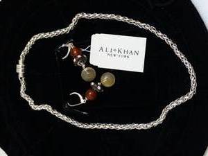 lot 37221 image: Ali Khan Earrings and Sterling Necklace