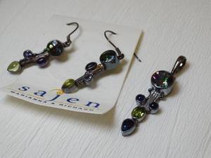 lot 37249 image: Sajen Multi Crystal Matching Colorful Pendant and Earrings