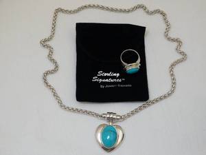 lot 37261 image: Sterling Signatures Joseph Esposito Turquoise Ring and Necklace